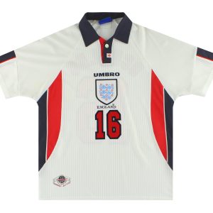 1997-99 England Umbro Home Shirt Scholes #16 L - England / Excellent / Large