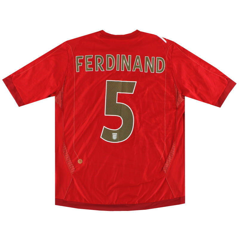 2006-08 England Umbro Away Shirt Ferdinand #5 L - England / Excellent / Large
