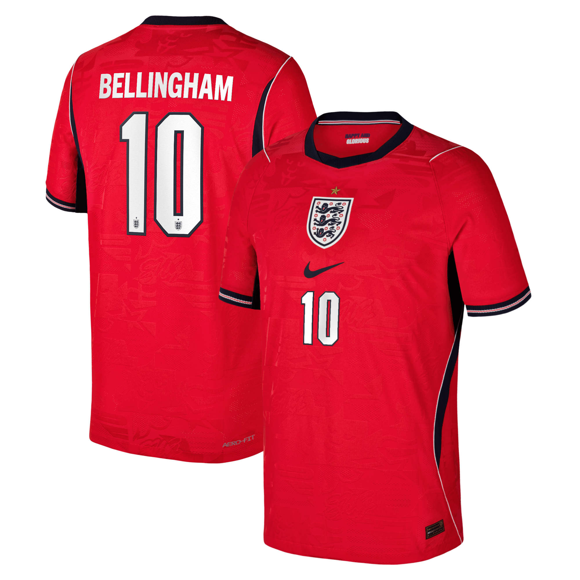 England Nike Away Aero-FIT Match Shirt 2026 - Kids with Bellingham 10 printing