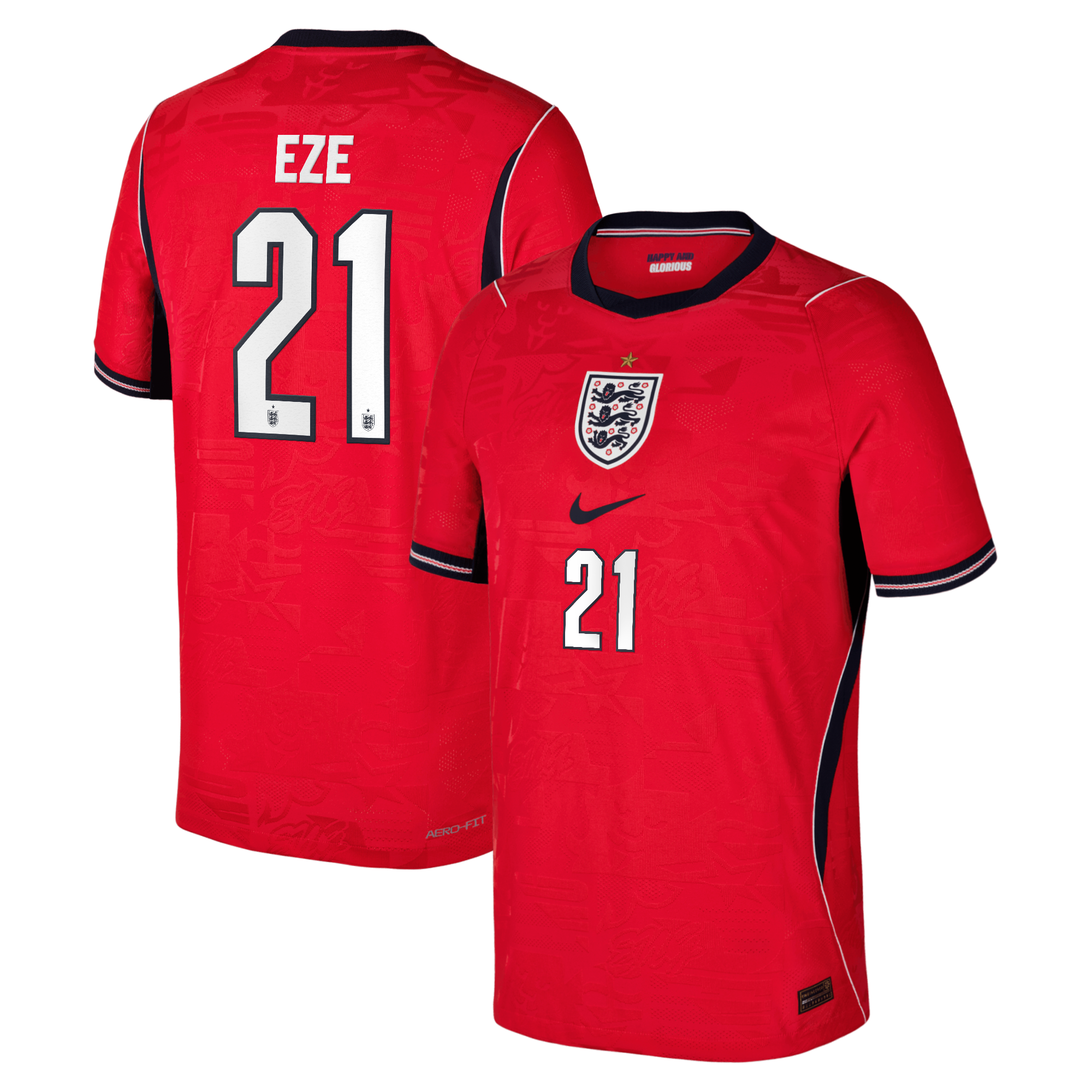 England Nike Away Aero-FIT Match Shirt 2026 - Kids with Eze 21 printing