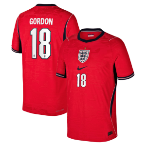 England Nike Away Aero-FIT Match Shirt 2026 - Kids with Gordon 18 printing
