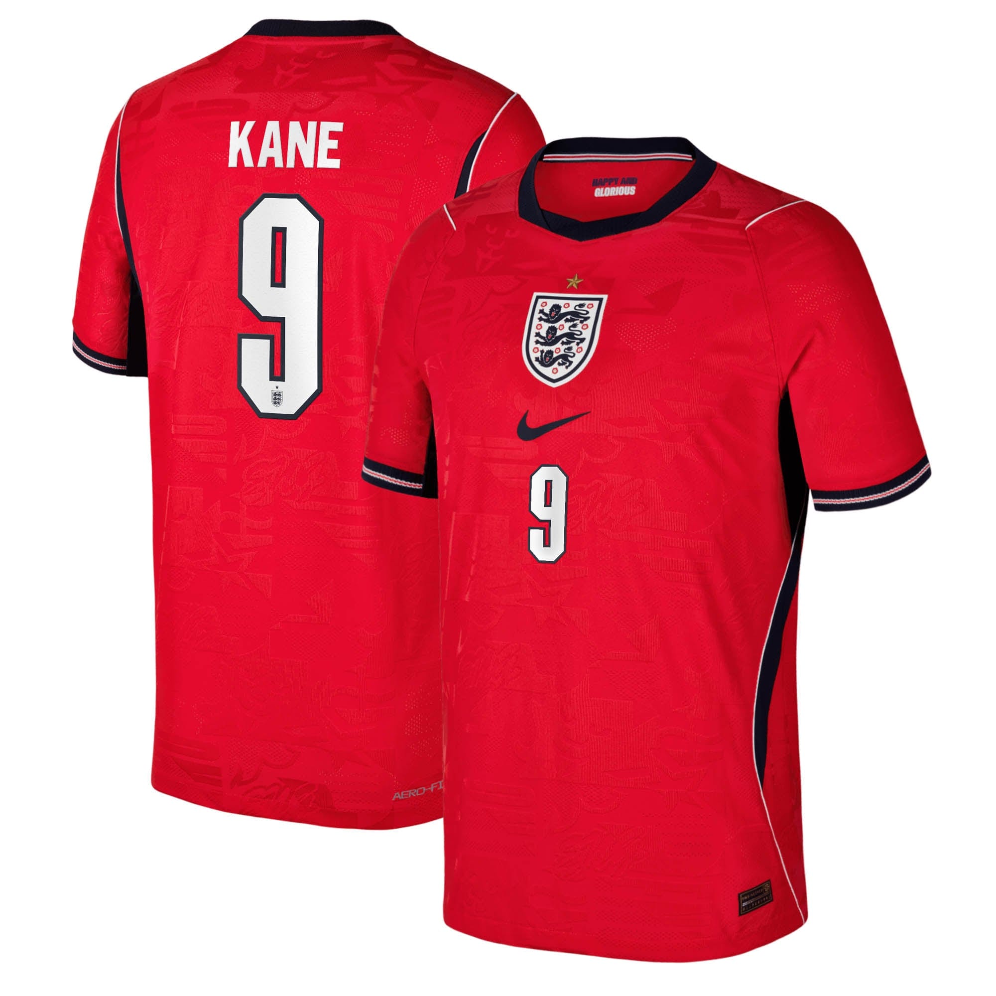 England Nike Away Aero-FIT Match Shirt 2026 - Kids with Kane 9 printing