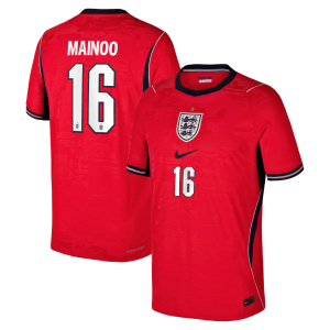 England Nike Away Aero-FIT Match Shirt 2026 - Kids with Mainoo 16 printing