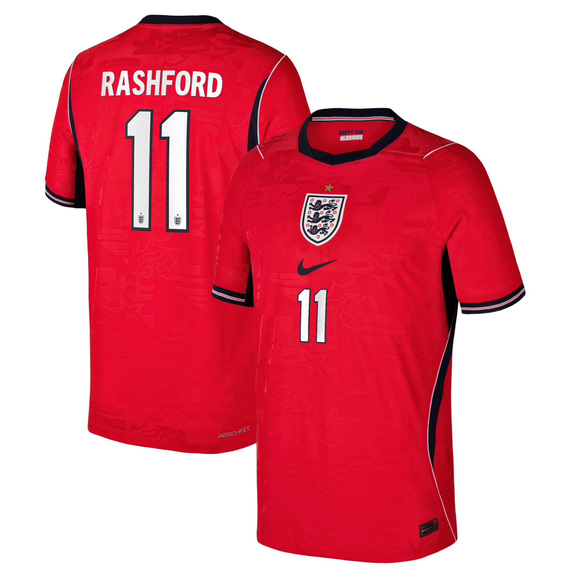 England Nike Away Aero-FIT Match Shirt 2026 - Kids with Rashford 11 printing