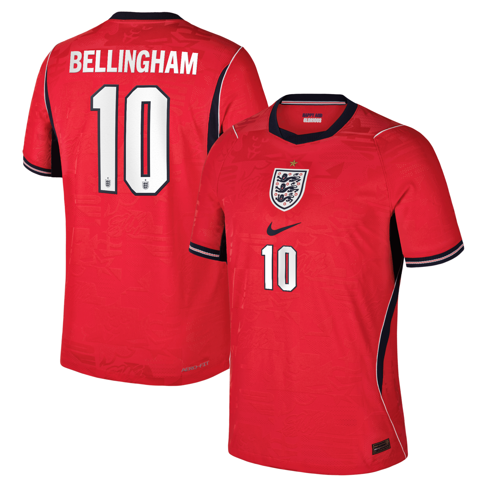 England Nike Away Aero-FIT Match Shirt 2026 with Bellingham 10 printing