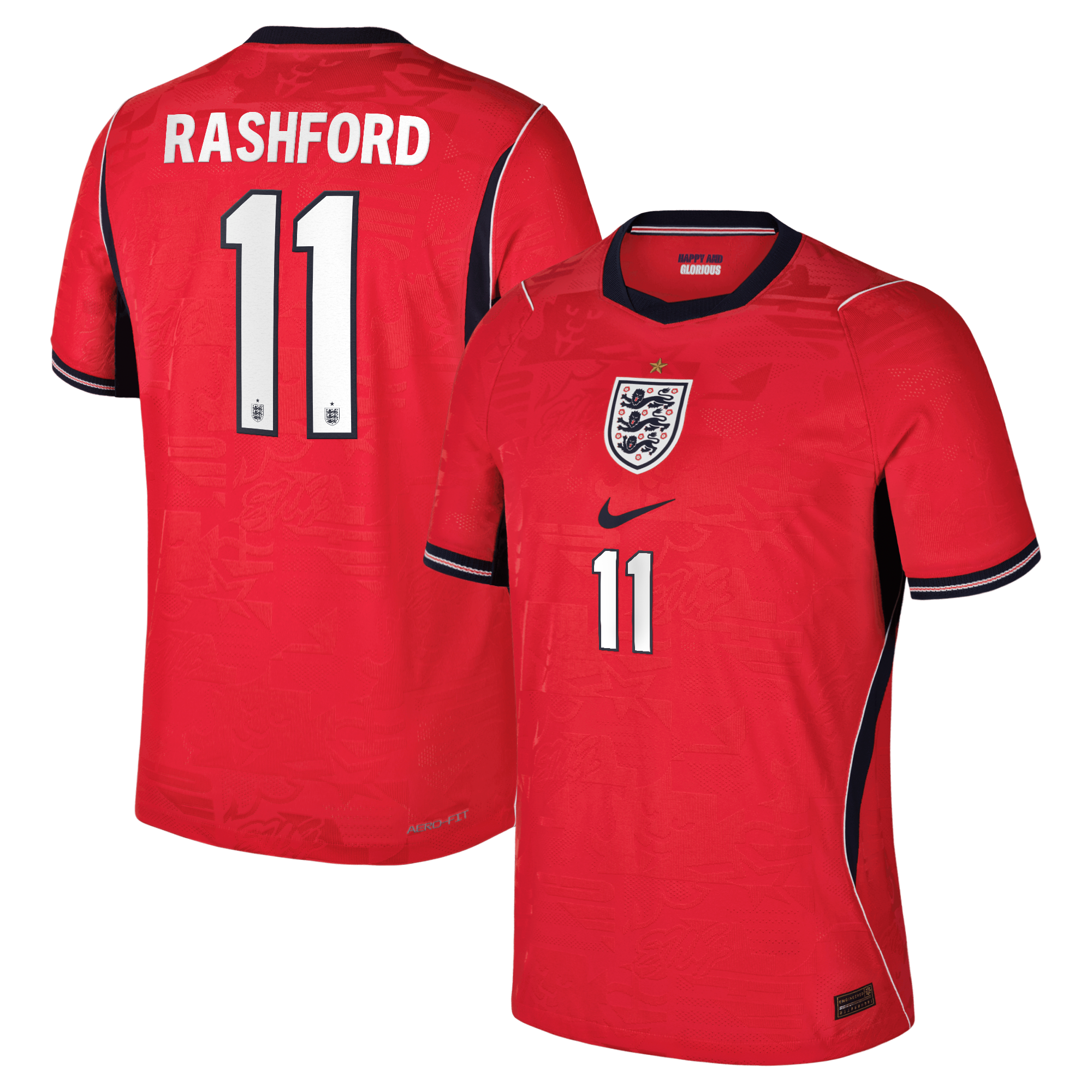 England Nike Away Aero-FIT Match Shirt 2026 with Rashford 11 printing