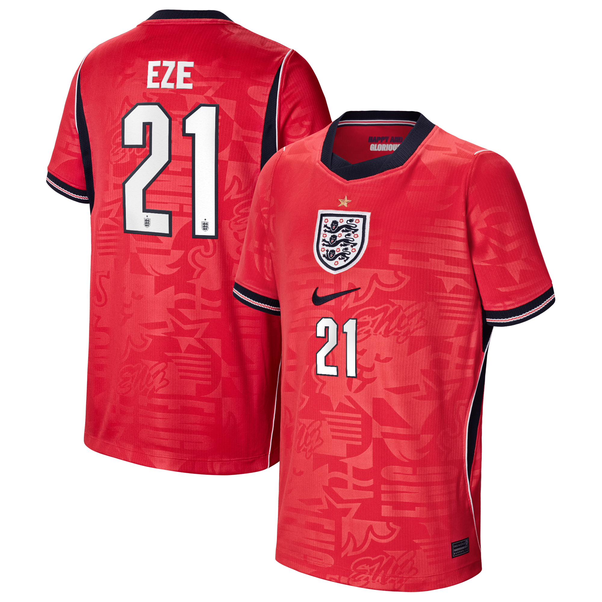 England Nike Away Stadium Shirt 2026 - Kids with Eze 21 printing