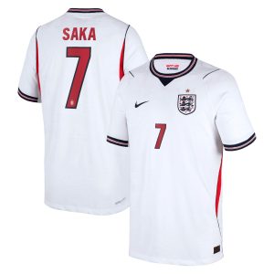 England Nike Home Aero-FIT Match Shirt 2026 - Kids with Saka 7 printing