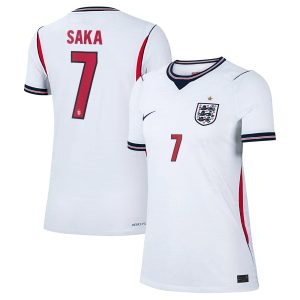 England Nike Home Aero-FIT Match Shirt 2026 - Womens with Saka 7 printing