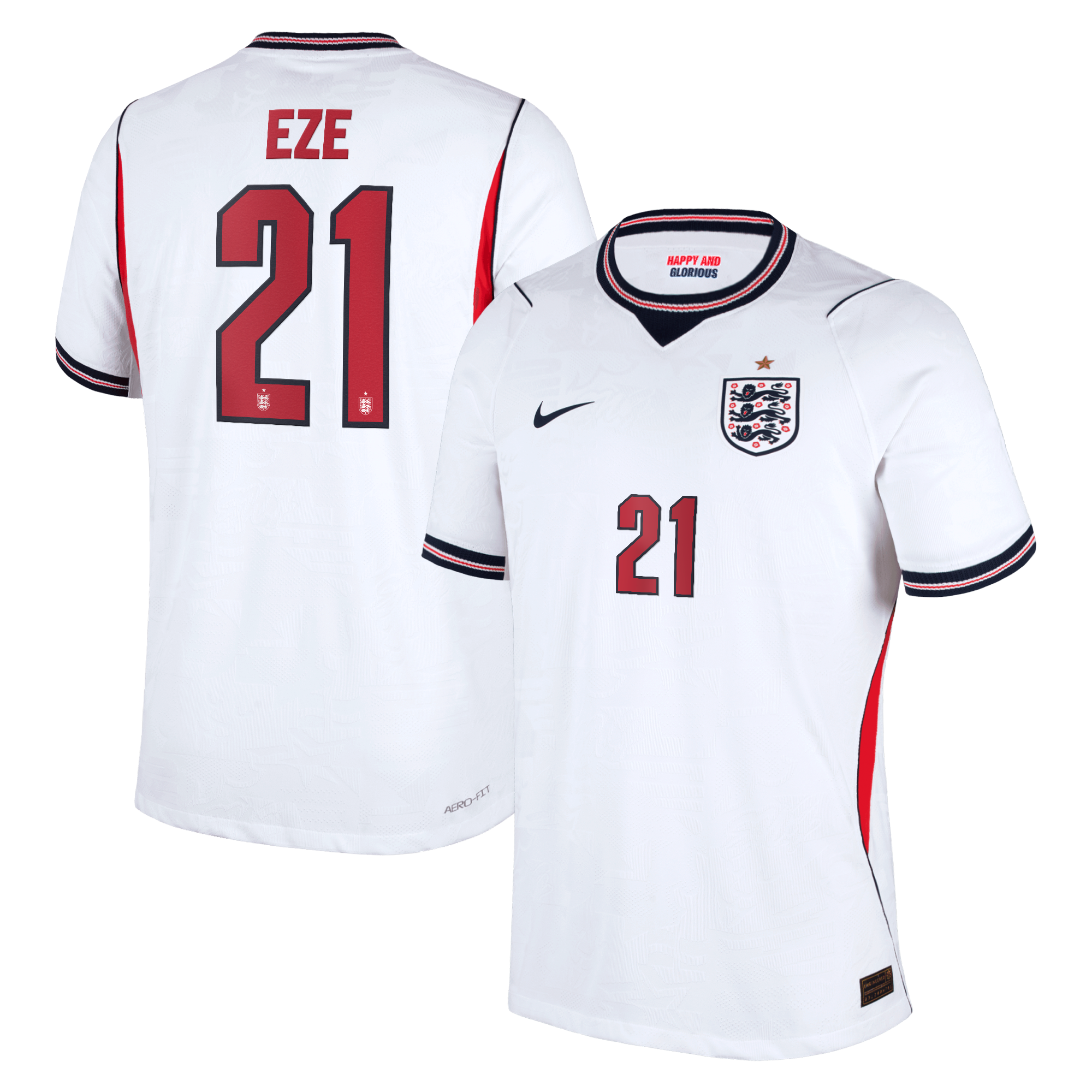 England Nike Home Aero-FIT Match Shirt 2026 with Eze 21 printing