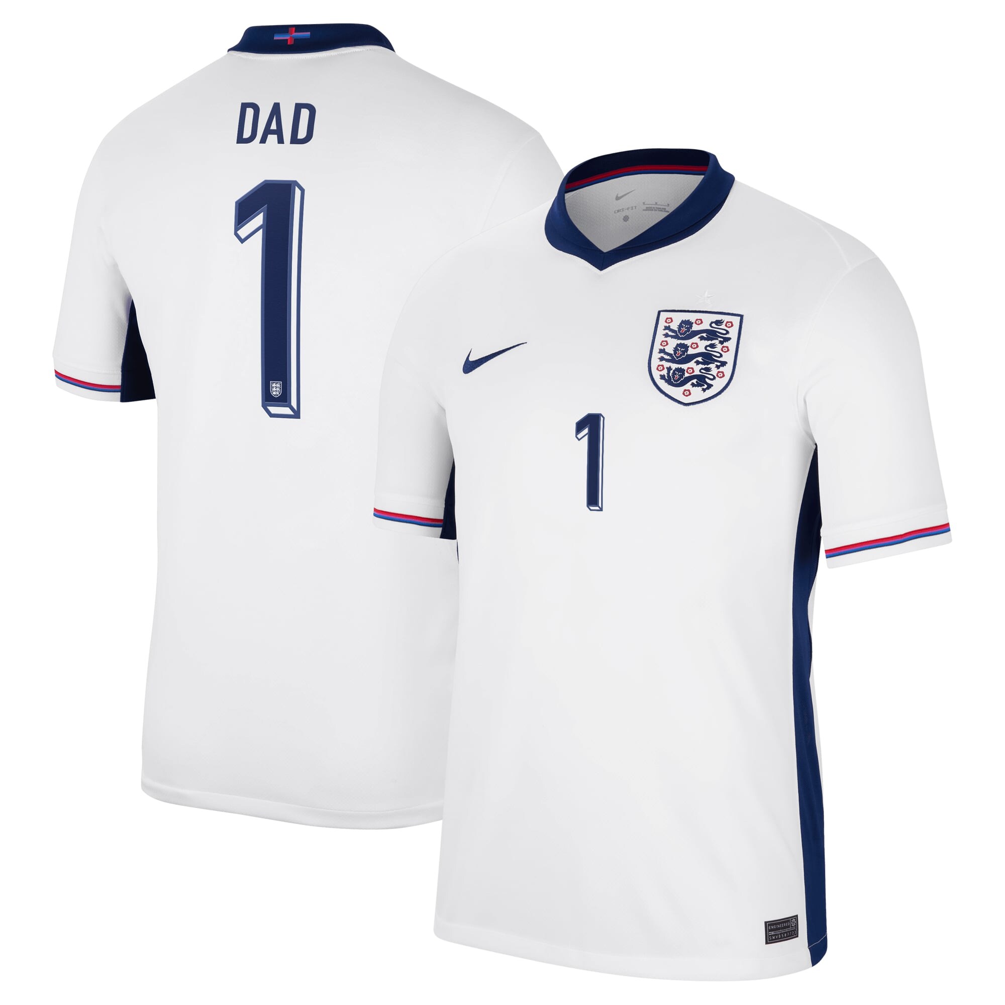 England Nike Home Stadium Shirt 2024 with DAD 1 printing