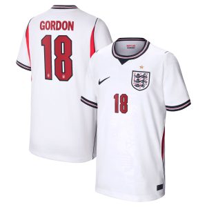 England Nike Home Stadium Shirt 2026 - Kids with Gordon 18 printing