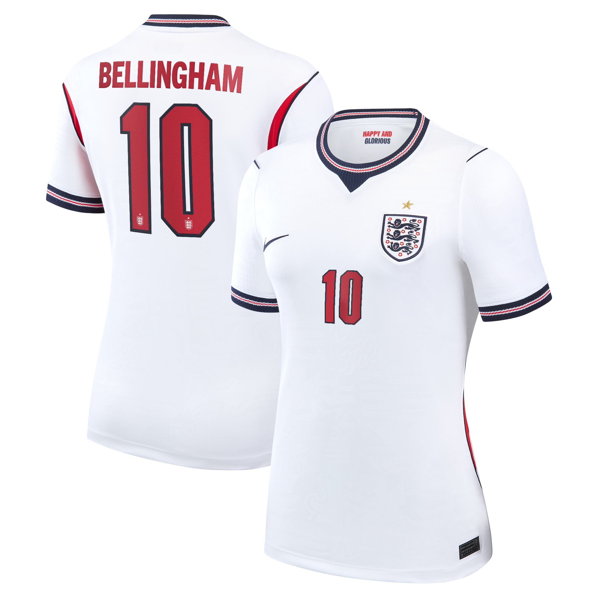 England Nike Home Stadium Shirt 2026 - Womens with Bellingham 10 printing