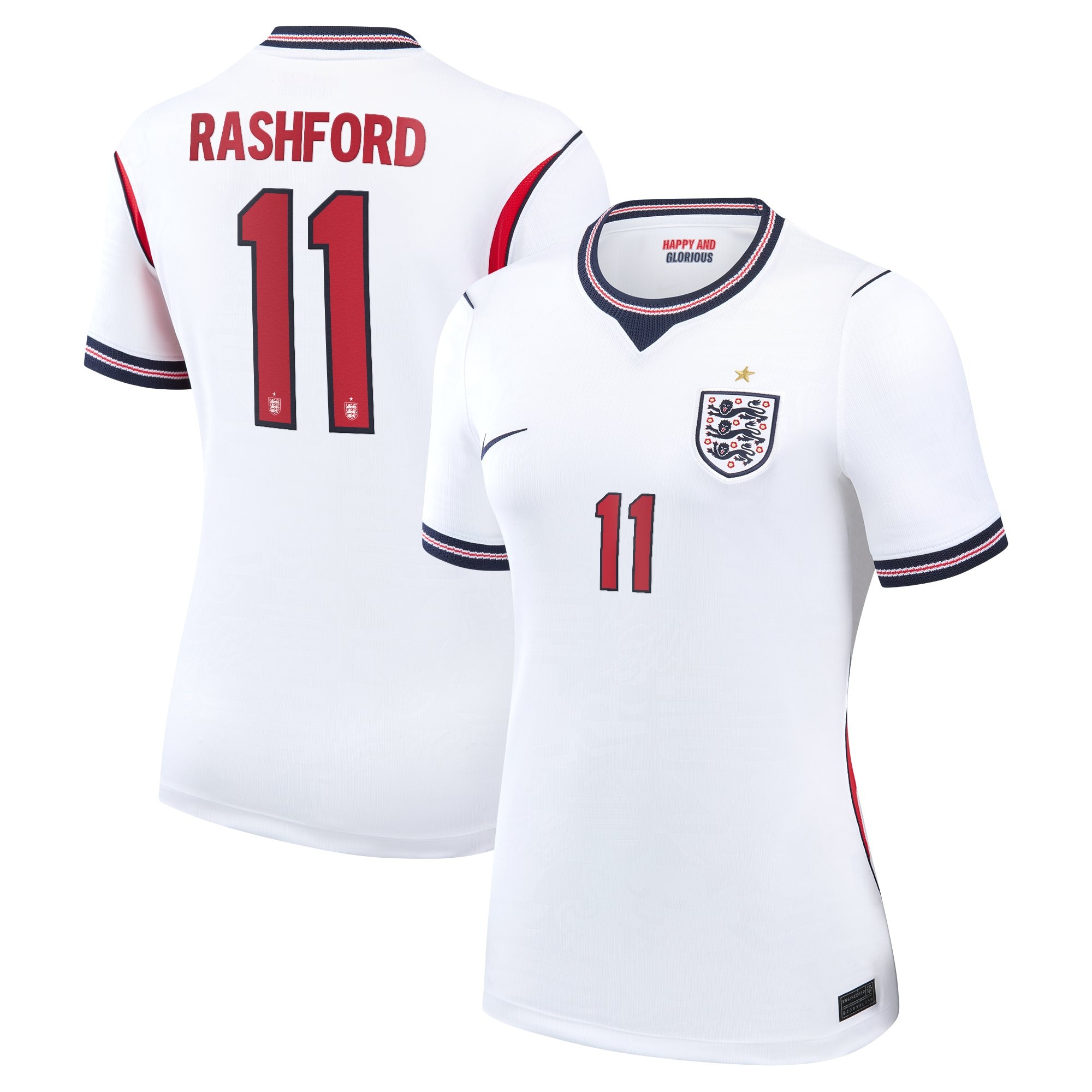England Nike Home Stadium Shirt 2026 - Womens with Rashford 11 printing