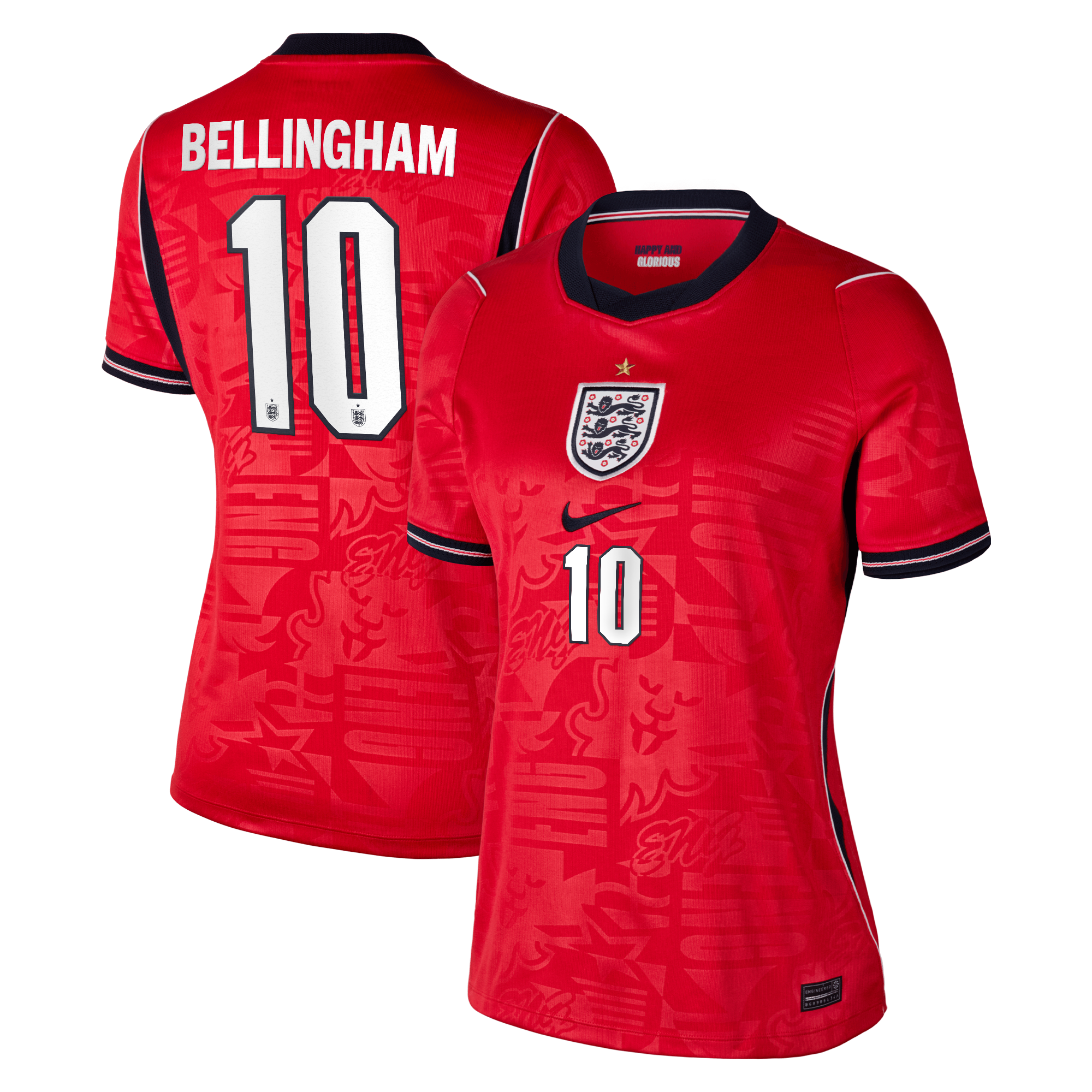 England Nike Stadium Away Shirt 2026 - Womens with Bellingham 10 printing