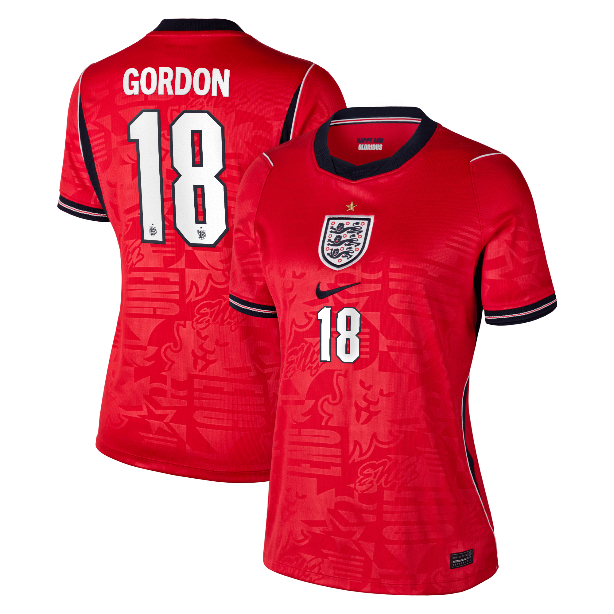 England Nike Stadium Away Shirt 2026 - Womens with Gordon 18 printing