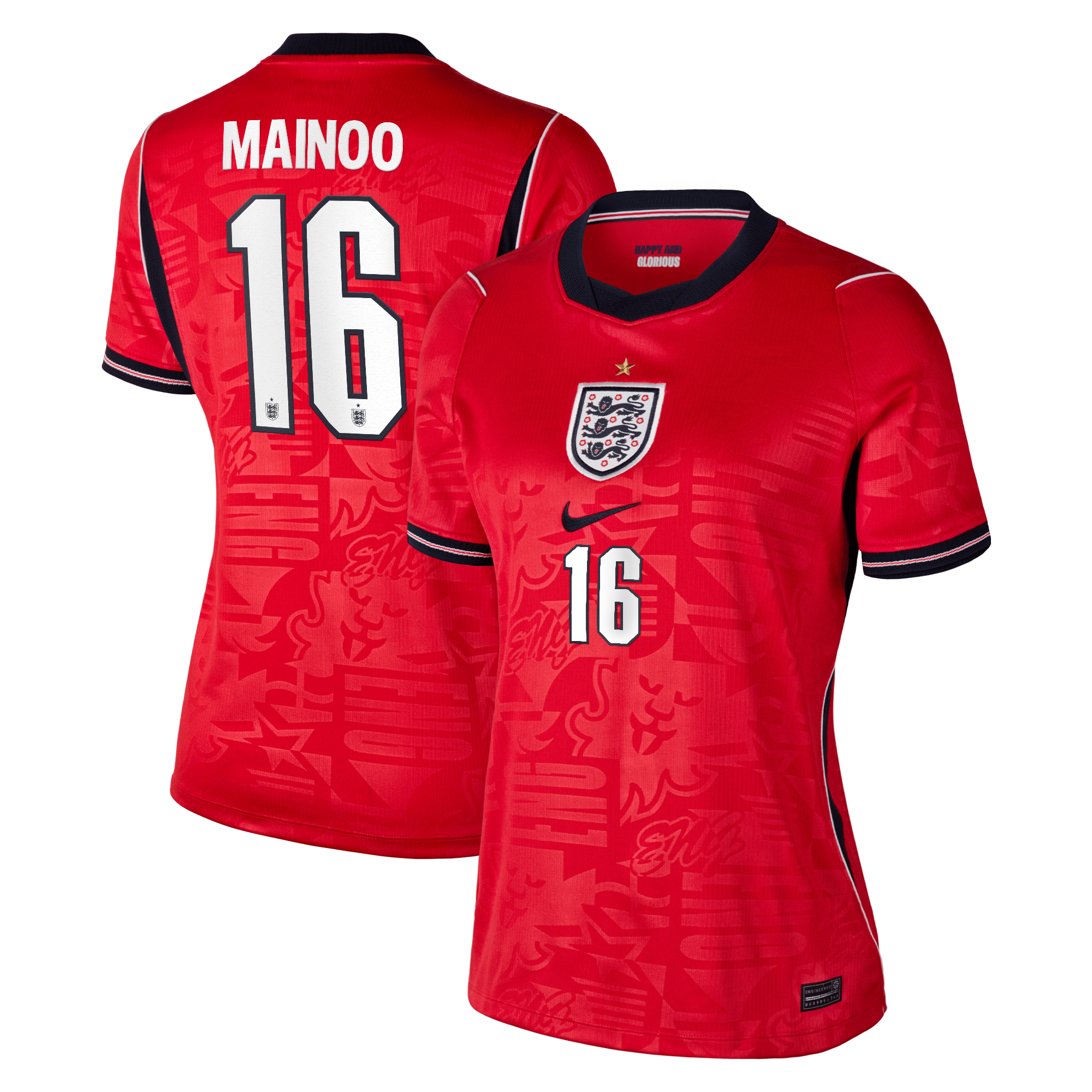 England Nike Stadium Away Shirt 2026 - Womens with Mainoo 16 printing