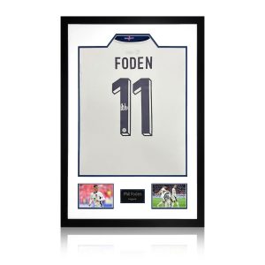 Phil Foden England 2024 Back Signed Shirt Premium Frame