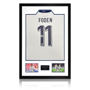 Phil Foden England 2024 Back Signed Shirt Premium Frame