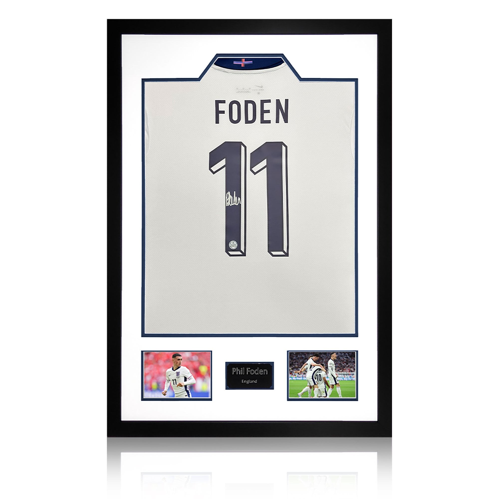 Phil Foden England 2024 Back Signed Shirt Premium Frame